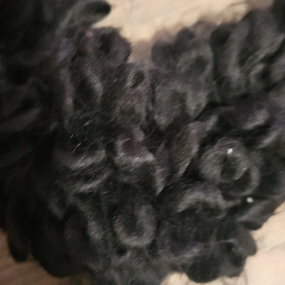 Elegant Black Ruffled Looped Scarf